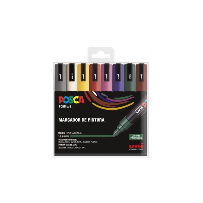 Estuche 8 Uds. Pc-5m Oscuros Posca Uniball 182634809