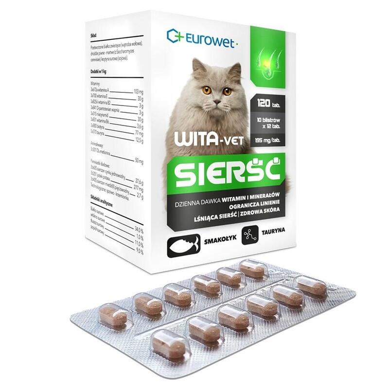 Eurowet Wita-Vet Siersc Wsparcie Siersci I Skóry Dla Kota 120szt/10blistrów