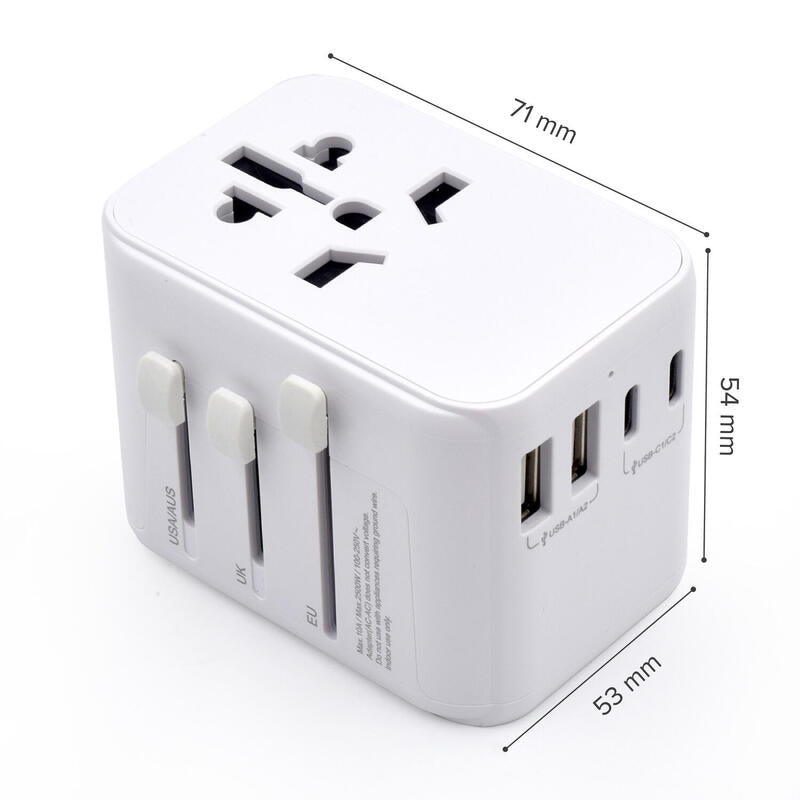 Ewent Adaptador Universal De Viaje+2usb Y 3usb-C