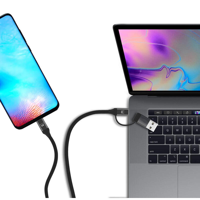 Ewent Ew9918 Cable De Carga Usb-C A Usba/B 2 En 1