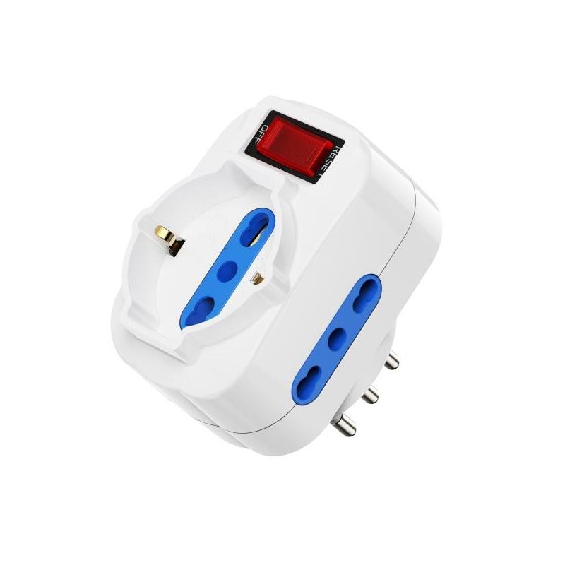 Ewent Regleta De 3 Tomas De Pared - 3x Tomas Italianas Tipo L/ Schuko De 10/16a - 2 Tomas L + 1 Toma L/F (Schuko) -