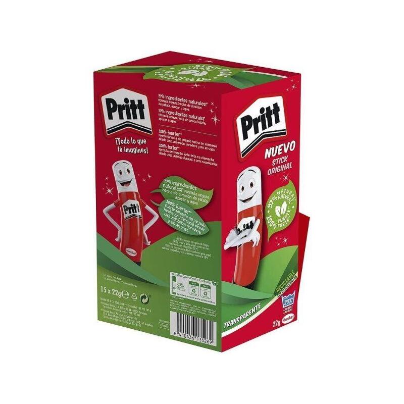 Expositor De Pegamento En Barra Pritt 22g 15 Unidades