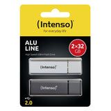 Intenso Usb Flash Drive 2.0, 32gb Alu Line Double Pack