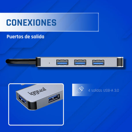 EAN 8435364319246 - iggual IGG319246 hub de interfaz USB 3.2 Gen 1 (3.1 Gen 1) Type-C 5000 Mbit/s Plata imagen 3