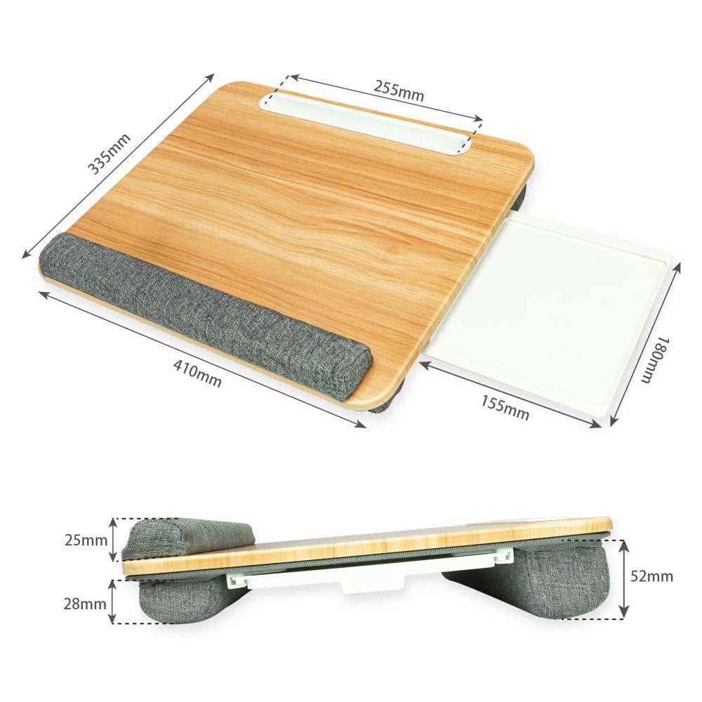 Techly Bamboo Portable Laptop Desk Stand With Padded Base And Tablet Stand