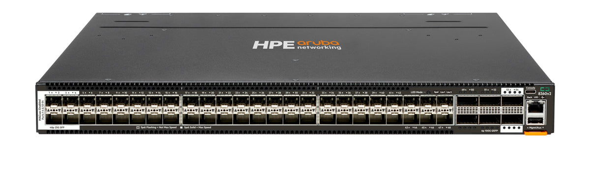 EAN 0190017567907 - HPE Aruba Networking CX 8360-48Y6C v2 48p 25G SFP28 4Sec 6p 100G QSFP+ 2Sec BF 5 Fans 2AC Bundle imagen 1