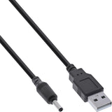 Adaptador De Alimentación De Cc Usb Inline, Enchufe Usb A Macho A Enchufe De Cc 3,5x1,35 Mm, Negro, 2 M