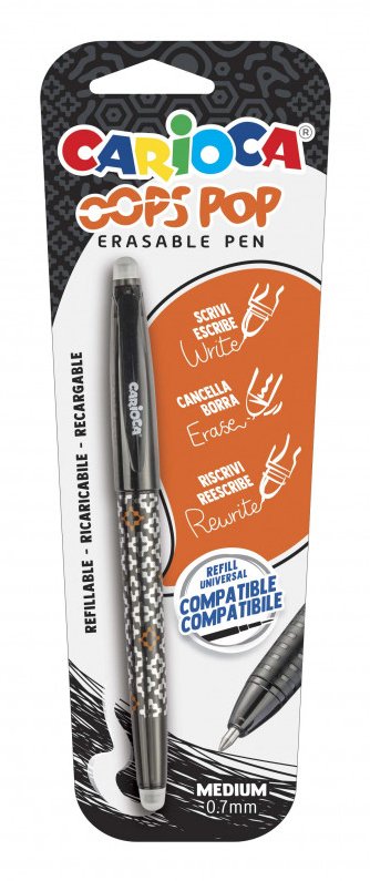 Carioca Oops Boligrafo Borrable - Tinta Termo Sensible - Empuñadura Texturizada - Punta De 0.7mm - Doble Goma -