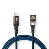 Nedis Usb-Kabel Usb 2.0  Apple Lightning 8-Pin  Usb-C Stecker  60 W  480 Mbps  Vernickelt  1.00 M  Rund  Geflochten / Nylon  Blau / Schwarz