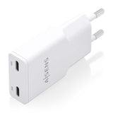 Aisens Cargador Gan Ultra Delgado 30w, 2xusb-C Pd3.0 Qc4.0, Blanco