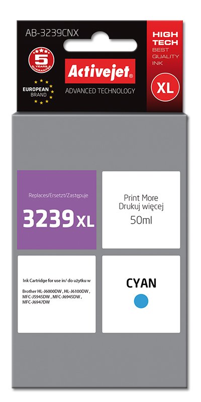 Activejet Tinta Ab-3239cnx (Repuesto Brother Lc3239xl; Supreme; 50 Ml; Azul)