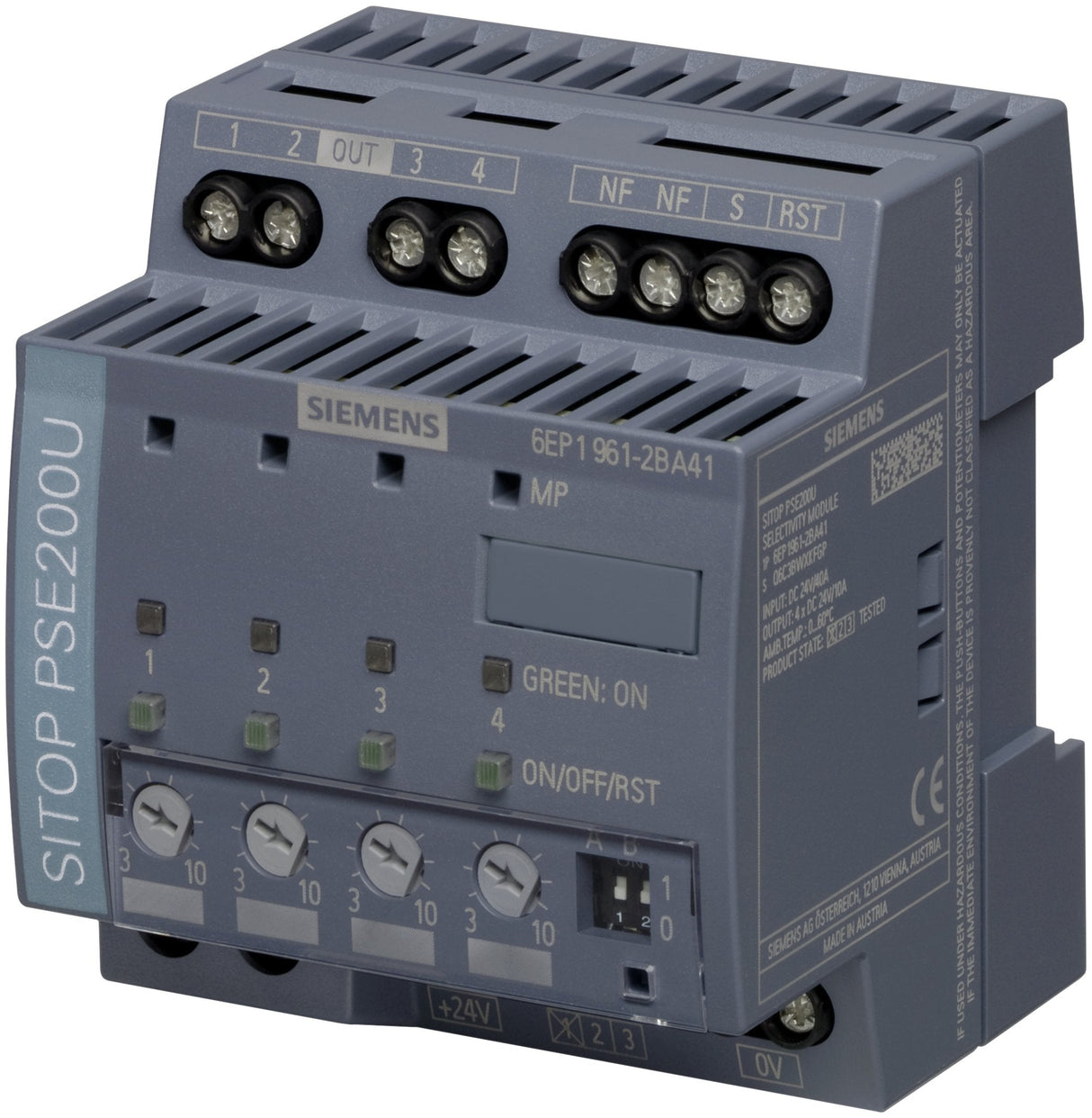 Siemens 6ep19612ba41 Sitop Pse200u 10a Selektivittsmodul 4-Kanalig Eing. 24vdc