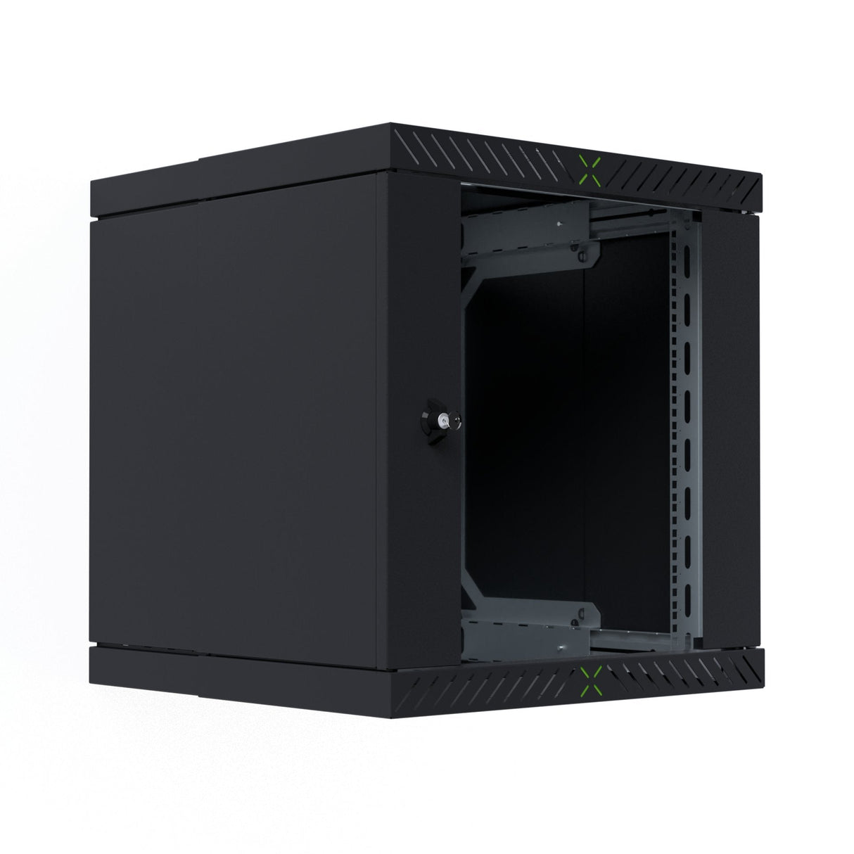 Armario De Pared X-Rack De 19" Con Puerta De Vidrio De 400-600 Mm, 12u, Color Negro.
