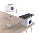 Power Cube With Wireless  Charging, 3 Schuko Outlets, 2
