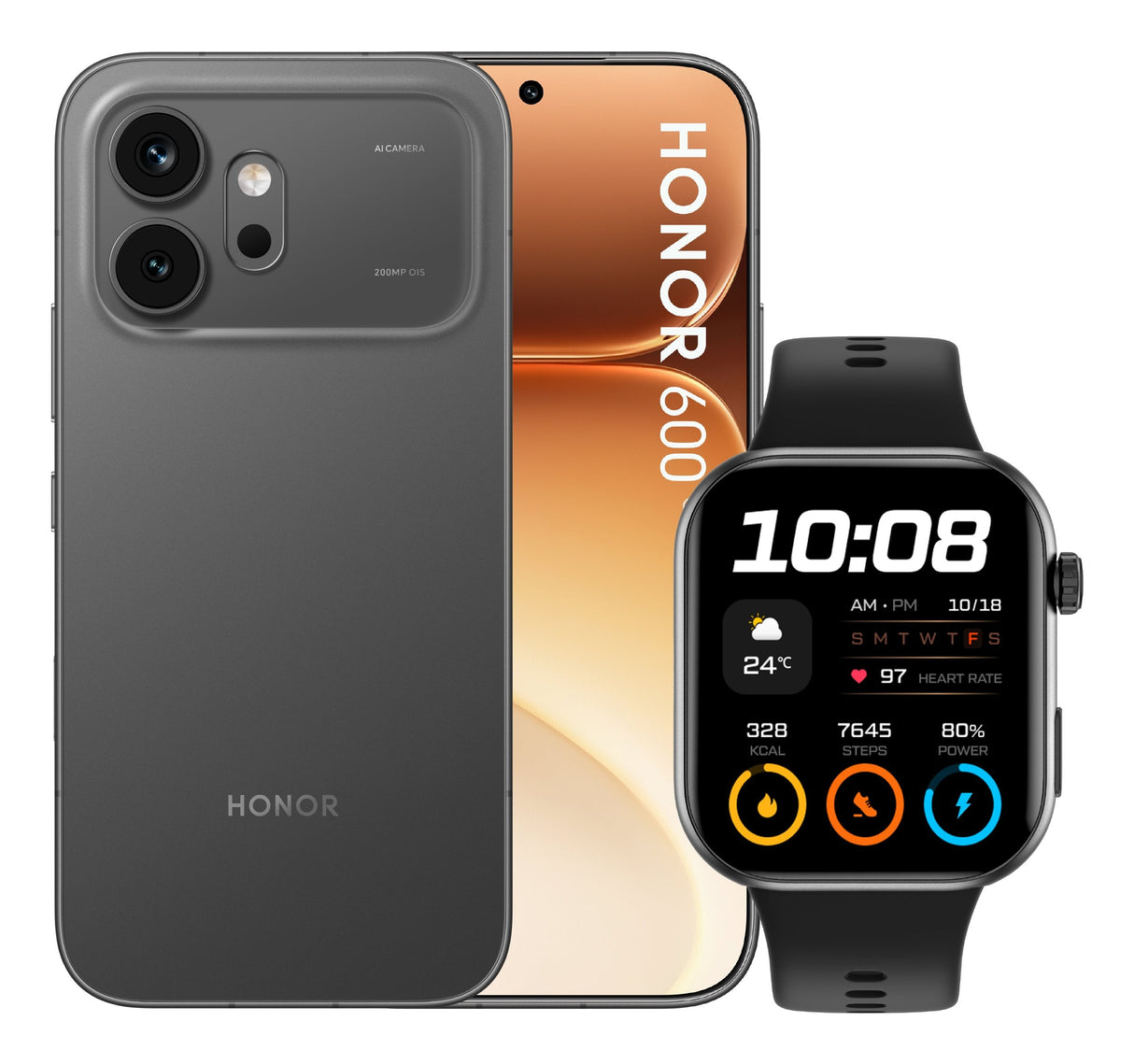 Honor 600 8+256gb 6.57" 5g Velvet Black Ds + Watch 2i Ita