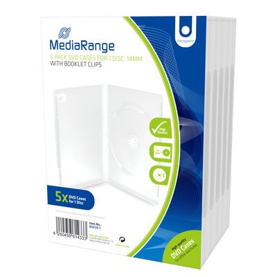 Mediarange Box30-T Pack 5 Funda Para Discos Ópticos Funda De Dvd 1 Discos Transparente
