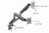 Gembird Desk Mounted Adjustable Double Monitor Arm Space Grey
