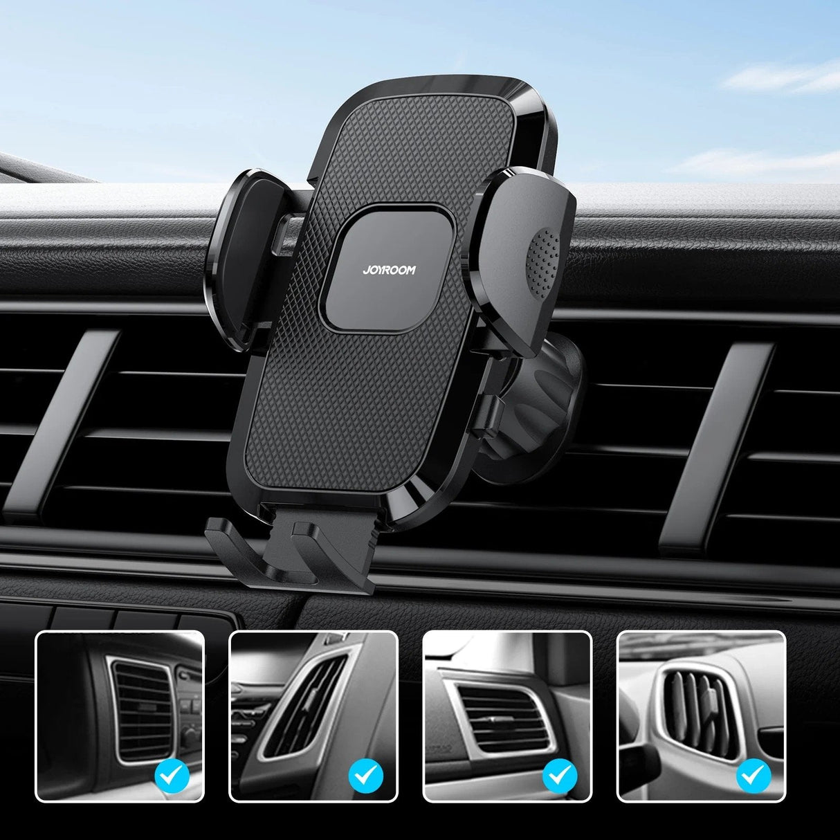 Joyroom Car Mount Clamp Holder (Air Outlet Version) 4.7-6.9 Inch, Black (Jr-Zs259)