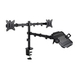 Tooq Soporte De Mesa Para 2 Monitores De 17"-32" + Bandeja Para Portatil - Gestion De Cables - Peso Max 9kg X Brazo -