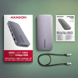 Hub Axagon Hmc-12gm2 Base Para Portátil Y Replicador De Puertos Alámbrico Rog Xg Mobile + Usb Type-C Gris