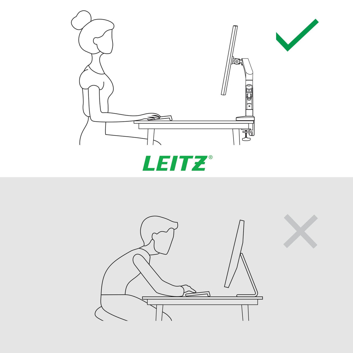 Leitz Ergo Single Monitor Arm Gris, 550x110x520