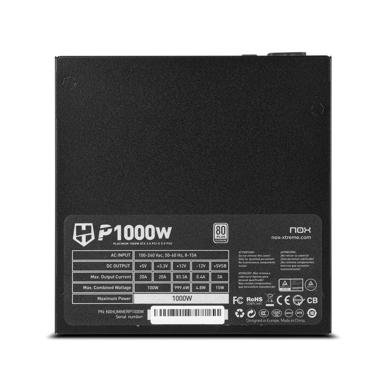 Nox Hummer P1000w Fuente Pcie 5.0 Atx 3.0 Platinum