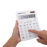 Maul Calculadora Bolsillo Mxl 12  Pantalla Grande De 12 Dígitos  Calculadora Grande Con Funciones Comerciales  Calculadora Con Batería Y Energía Solar  20,5 X 15,5 X 3,5 Cm  Blanco