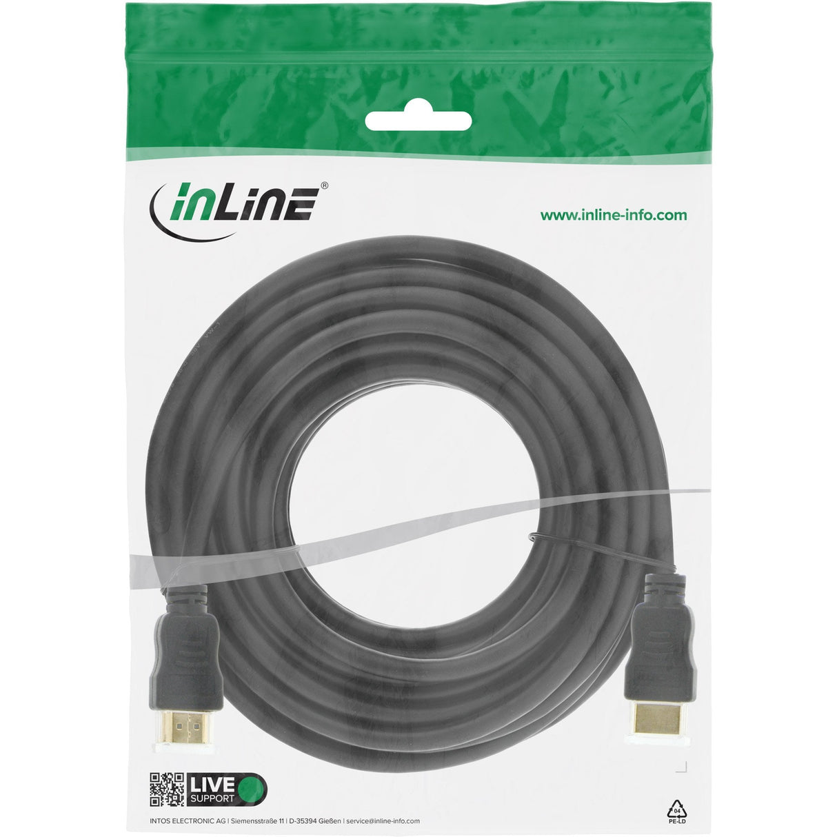 Inline® High Speed Hdmi Cable With Ethernet, M/M, Negro, Golden Contacts, 10m