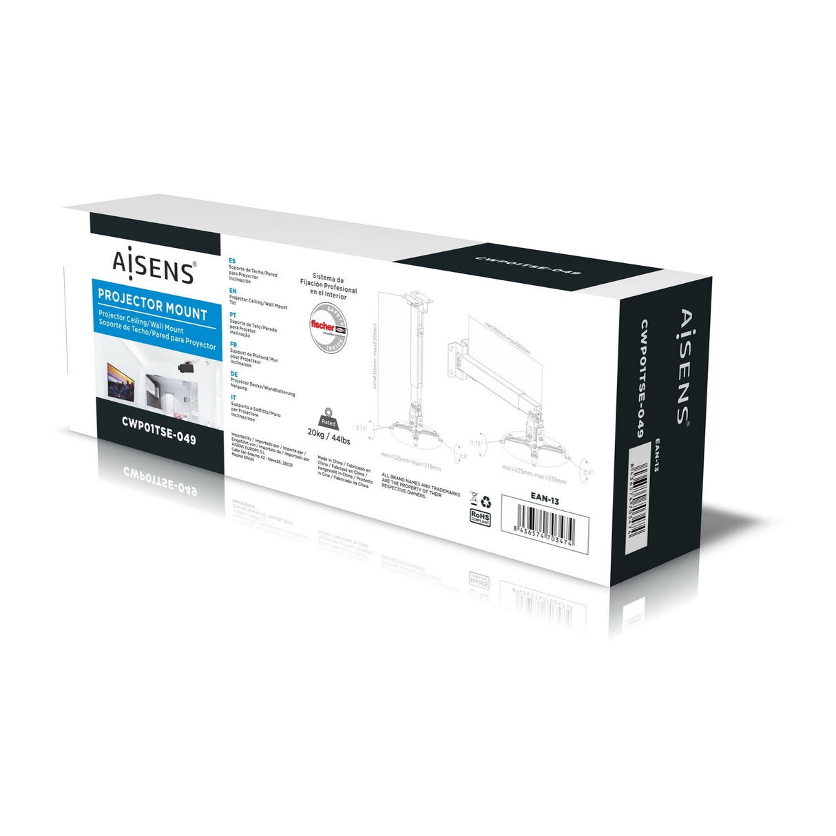 Aisens Soporte Proyector Techo Pared Eco Incl Exten 20kg Blanco Cwp01tse-049