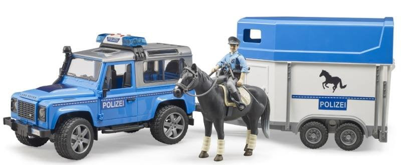 Bruder Land Rover Defender Vehículo Policial Y Remolque Para Caballos, 2588