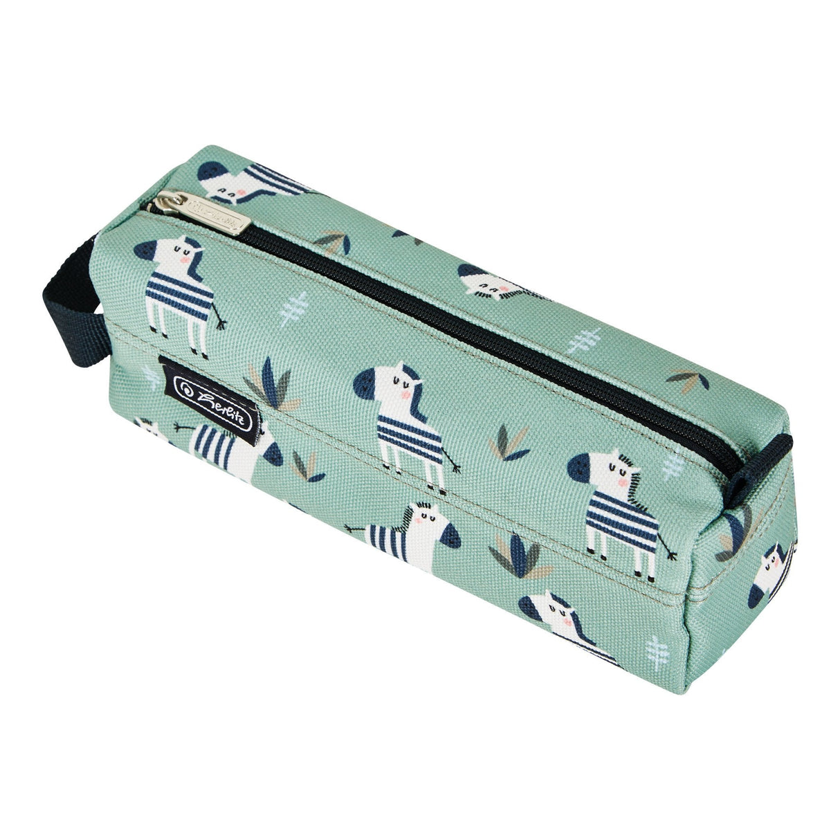 Herlitz Quattro Crazy Zebra Estuche Suave Poliéster Negro, Verde, Blanco