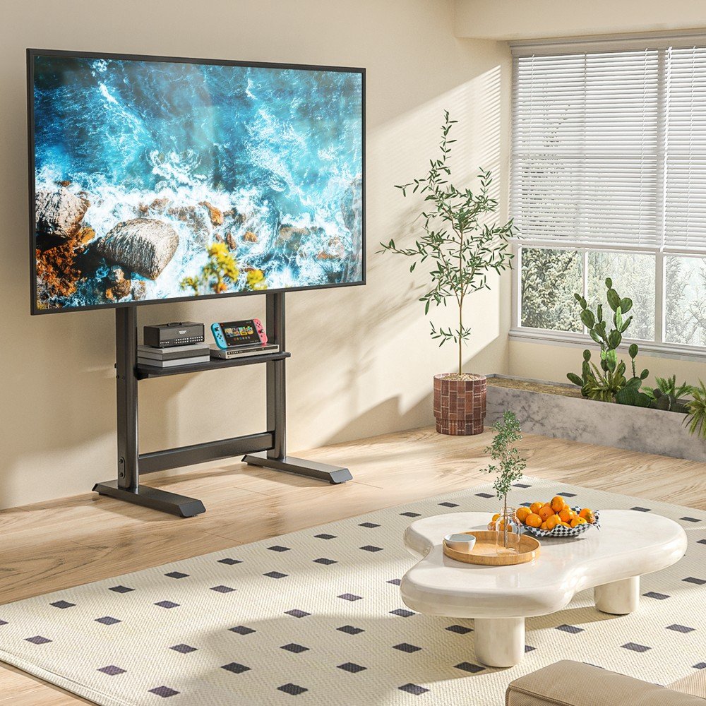 Techly Ica-Tr130bk Soporte De Suelo Para Tv De 60-86" Hasta 68kg Ajustable Con Estante Av