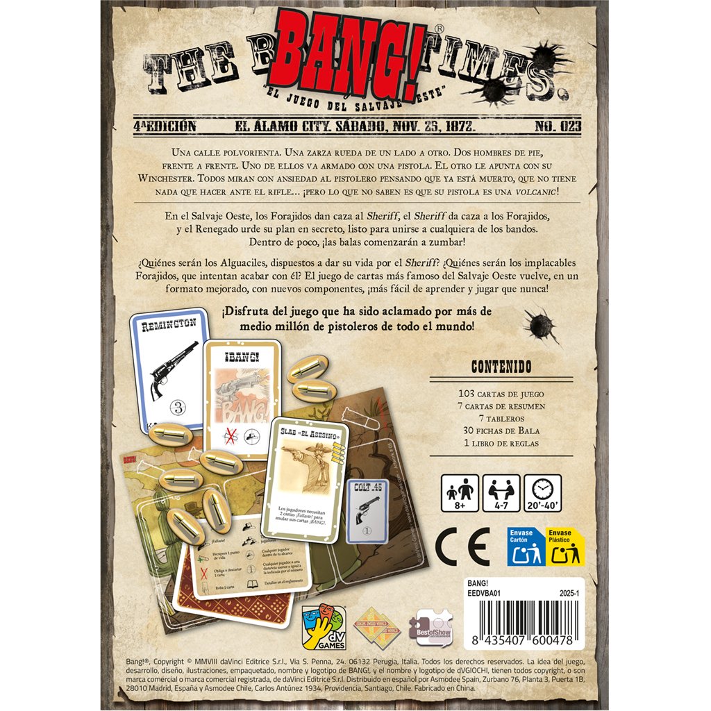 EAN 8435407600478 - Asmodee EEDVBA01 juego de tablero Bang! 40 min Juego De Cartas Estrategia imagen 4