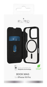 Puro Book Mag Case Iphone 16 Pro Schwarz