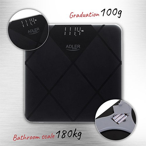 Báscula De Baño Adler Ad 8169 Peso Máximo (Capacidad) 180 Kg, Grafito/Negro