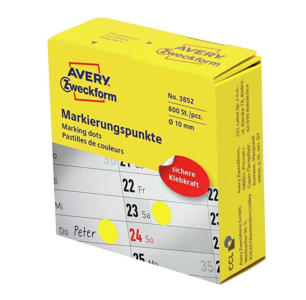Avery Zweckform Klebepunkte Ø 10,0 Mm Amarillo