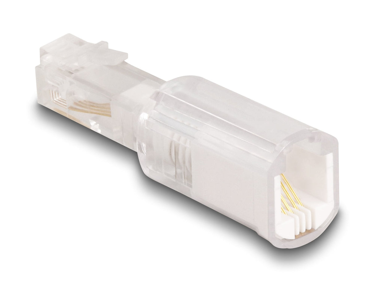 Delock 88169 Cable Telefónico Adaptador Antitorsión Rj10 Macho A Rj10 Hembra Transparente / Blanco