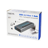 Usb Hub Logilink Usb 3.2 7+1 Port Aluminum Grey Switch For Each Port, On/Off