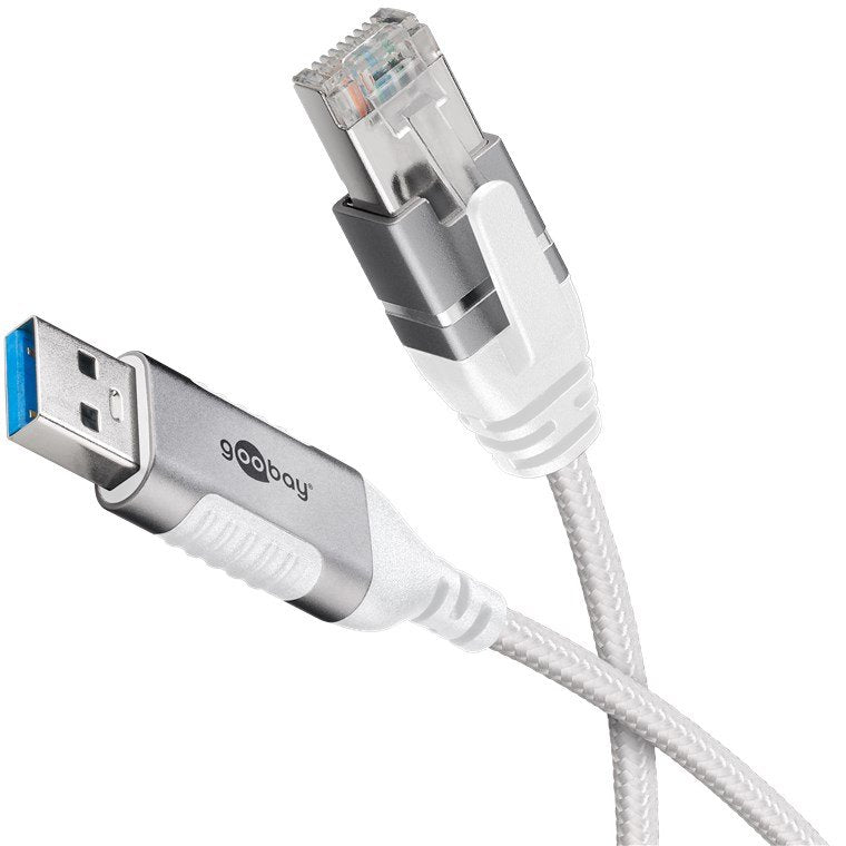 Cable De Adaptador Ethernet De Goobay Usb-A 3.2 Gen1> Rj-45, Blanco Delgado, 10 Metros 74383