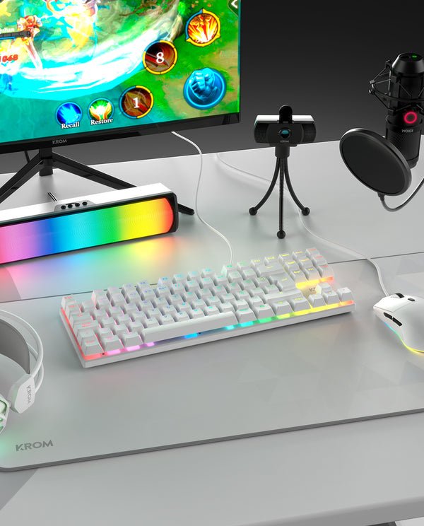 Pack Krom 4 En 1 Rgb Klass Gaming Combo Blanco