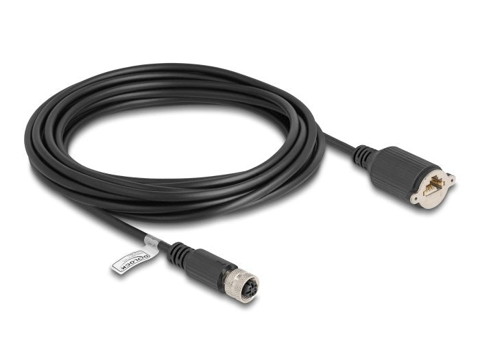 Delock M12 Cable D-Kodiert 4 Pin Hembra A Rj45 Hembra Cat.5e Ftp 5 M Negro