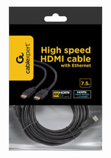 Gembird Cable Hdmi V2.0  4k  7.50m  M/M High Speed Negro  Cc-Hdmi4-7.5m