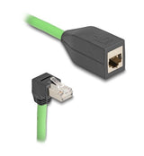 Delock 80886 Cable De Extensión De Red Rj45 Cat.6a Macho Acodado Hacia Abajo A Hembra Sf/Utp Adecuado Para Cadenas De Arrastre Pur (Tpu) 1 M Verde
