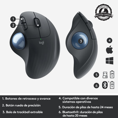 EAN 5099206092273 - Logitech 910-005872 ratón Oficina mano derecha RF Wireless + Bluetooth Trackball 2000 DPI imagen 19