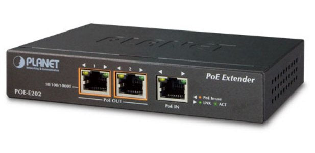 Extensor Planet Poe-E202 Poe, 1 Entrada Poe, 2 Salidas Poe De 25 W, 802.3at / Af, Gigabit
