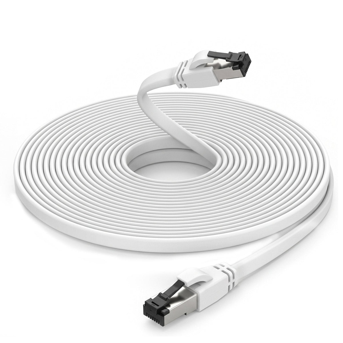 Extralink Lan Patchcord Cat.8 U Ftp 15m 40g Flat Shielded Foiled Twisted Pair Bare Copper White