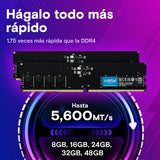 Memoria Crucial Ddr5-5600 Kit 128gb 2x64gb  Cl46 (16gbit)