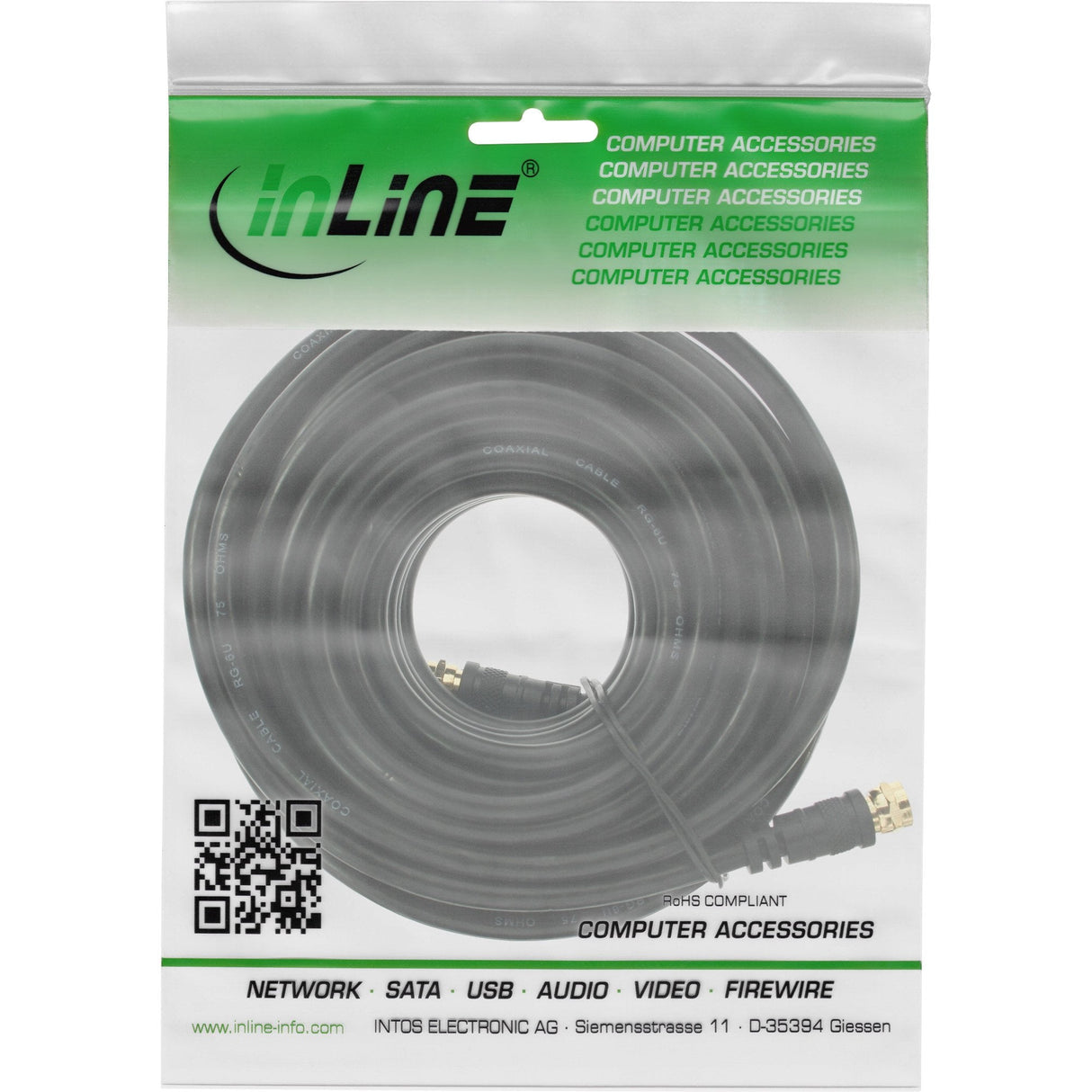 Cable Inline Sat Premium 2x Blindado 2x F-Plug >85db Negro 10m