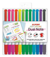 Alpino Rotuladores Dual Note Punta Fina Y Punta Biselada C/Surtidos Estuche 12 Ud