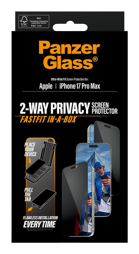 EAN 5715685030512 - PanzerGlass ® Privacy Screen Protector iPhone 17 Pro Max | Ultra-Wide Fit w. FASTFIT IN-A-BOX Protector d imagen 3